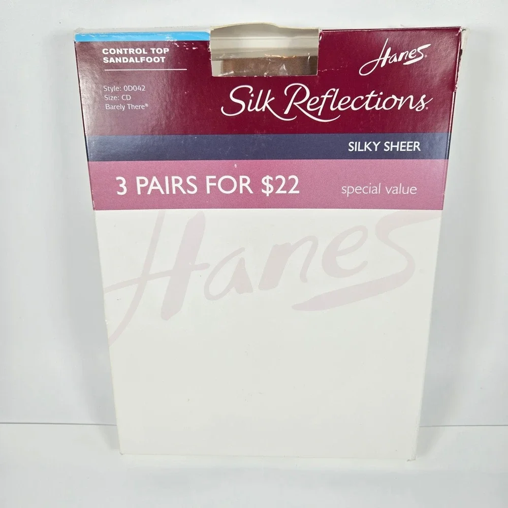 Hanes Silk Reflections Hosiery Bundle 4 Pairs Size CD Sheer Barely There Black
